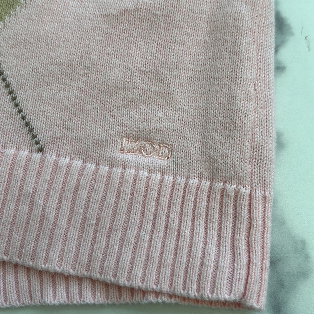 Izod Pink and Tan Argyle Crewneck Sweater Size Medium - Picture 10 of 11